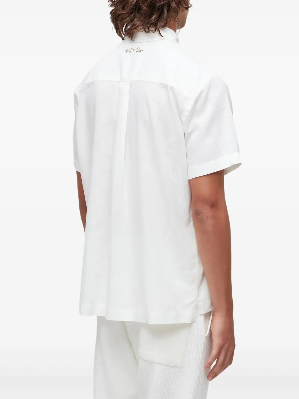 Osklen MC overhemd met geborduurde madeliefjes Wit