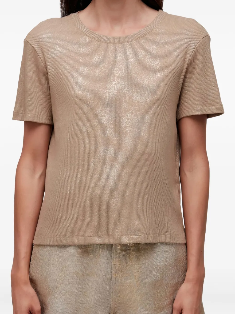 Osklen Metallic geribbeld T-shirt Bruin