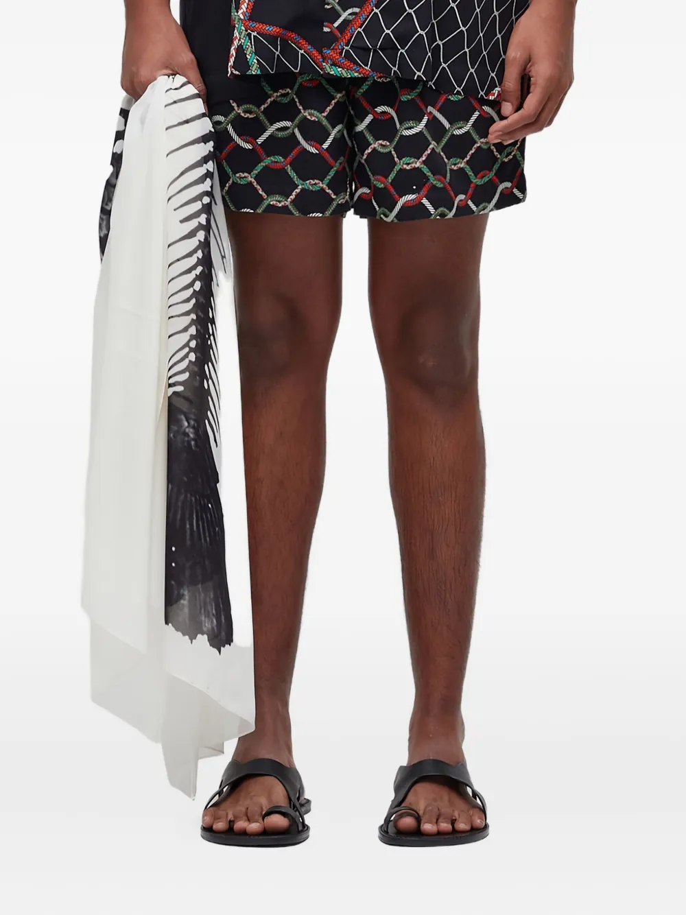 Osklen shorts con cordones en la pretina y motivo de cuerda | negro | Image 1