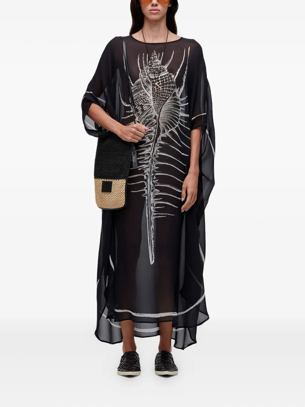  Osklen Shell-print Dress - Black 