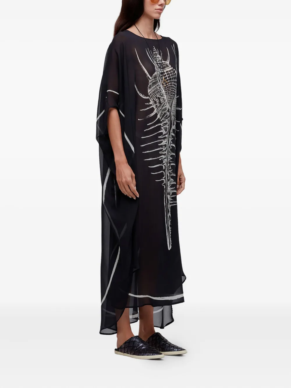  Osklen Shell-print Dress - Black 