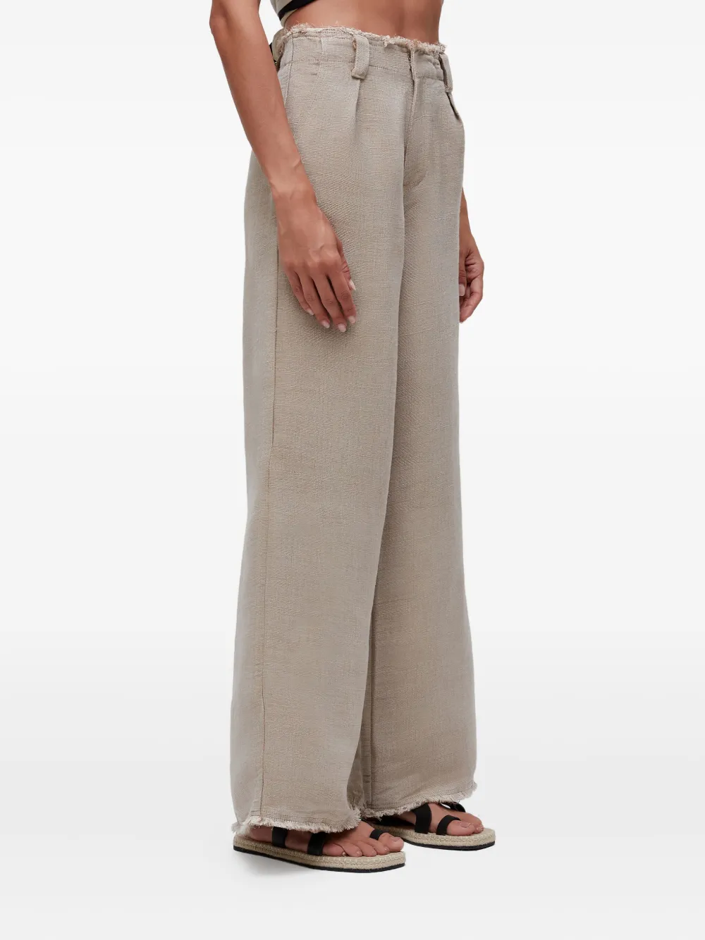 Osklen Frayed Wide-leg Trousers - Neutrals 