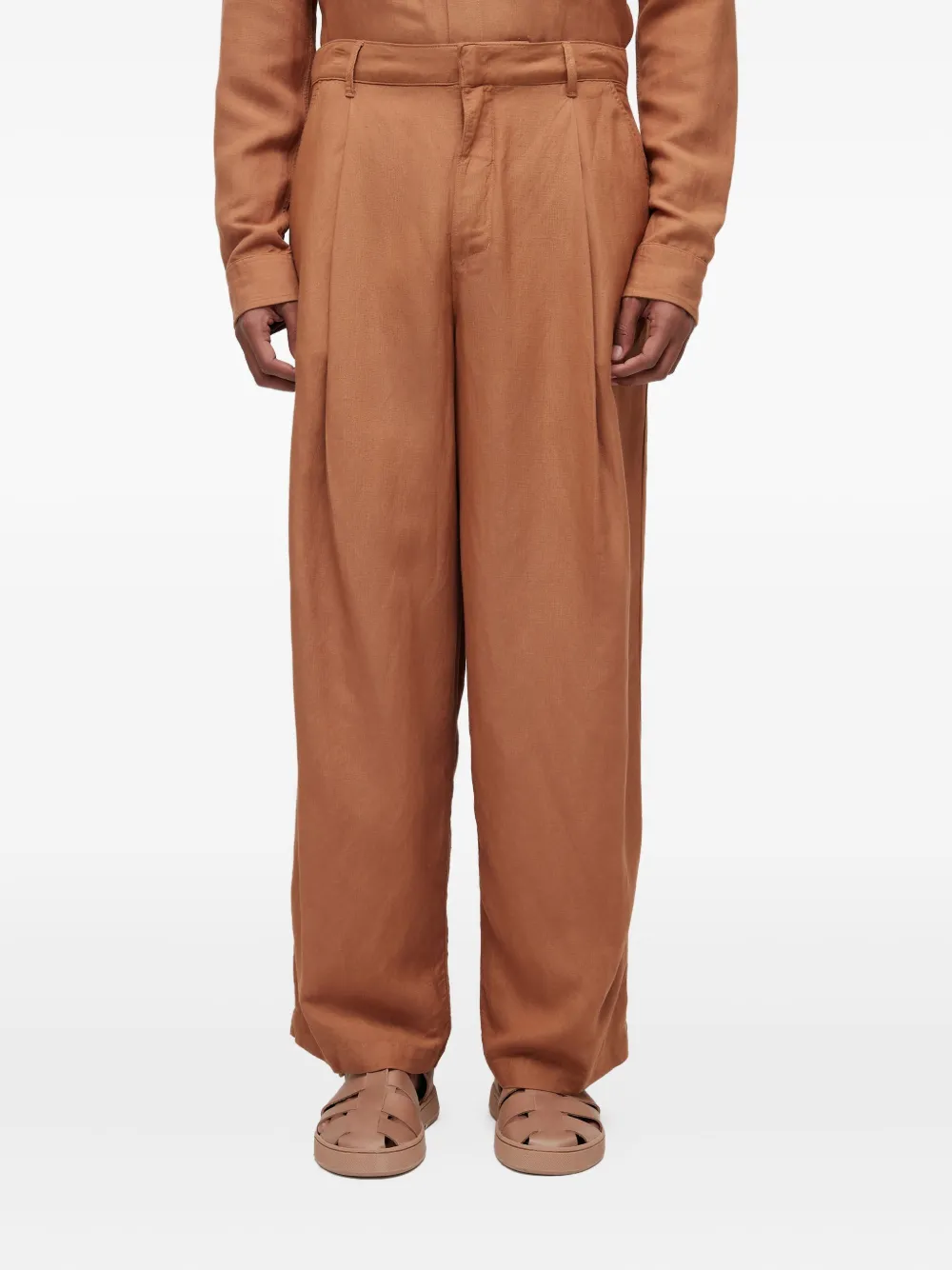 Osklen pleated linen trousers | Brown | Image 1