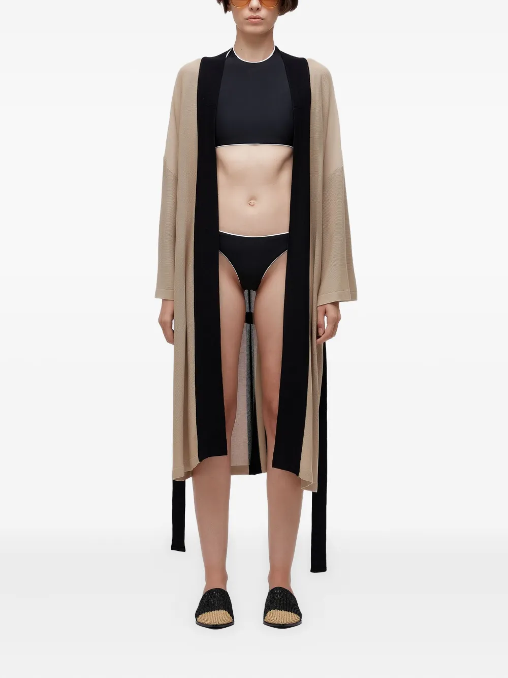 Osklen knitted belted coat - Neutrals