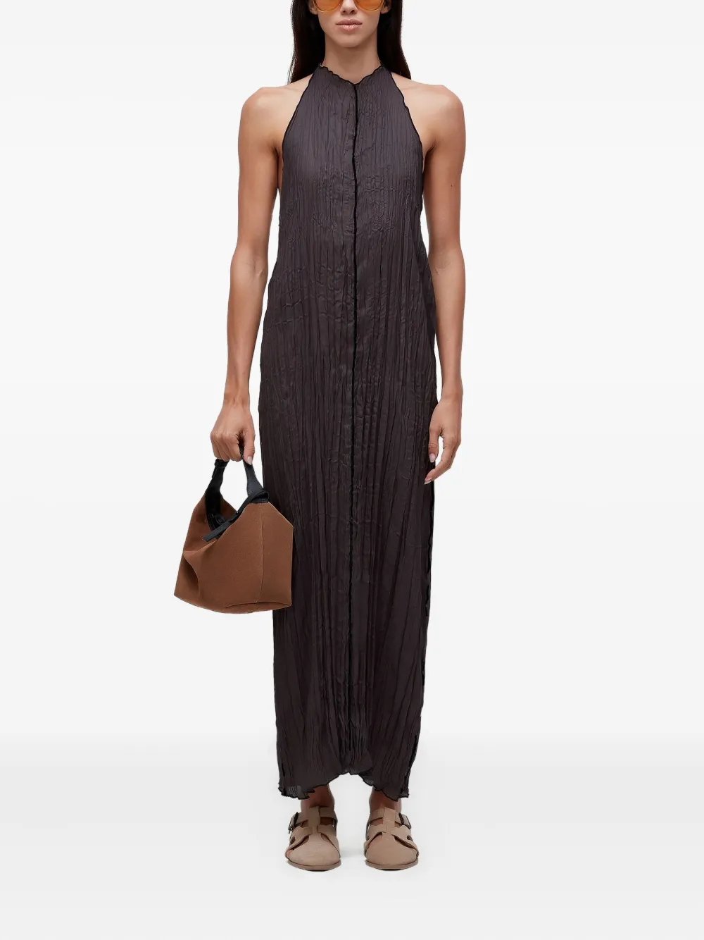 Osklen Raglan Satin Double-face Maxi Dress In Black