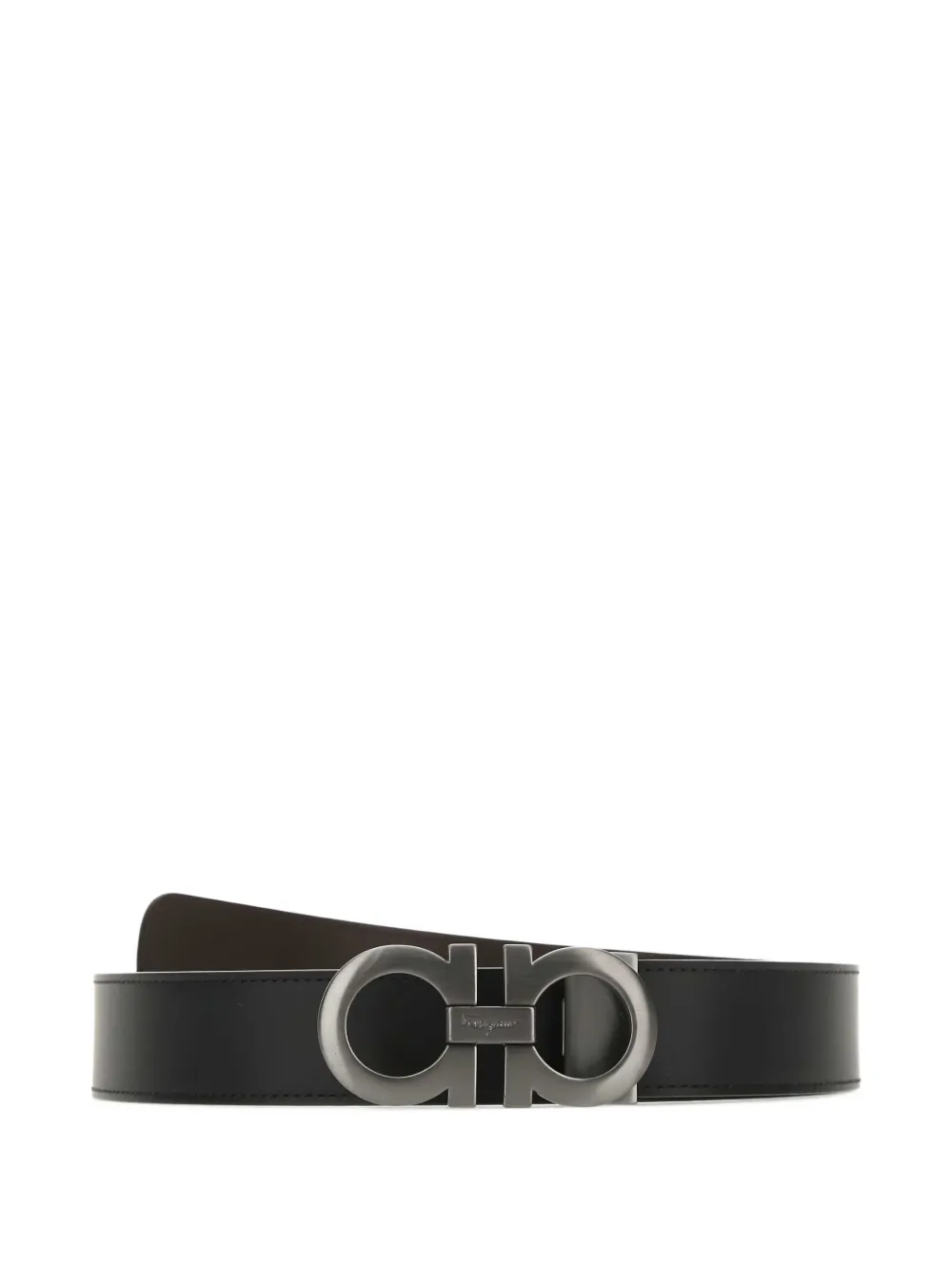 Ferragamo Leren riem met gancini-gesp Zwart