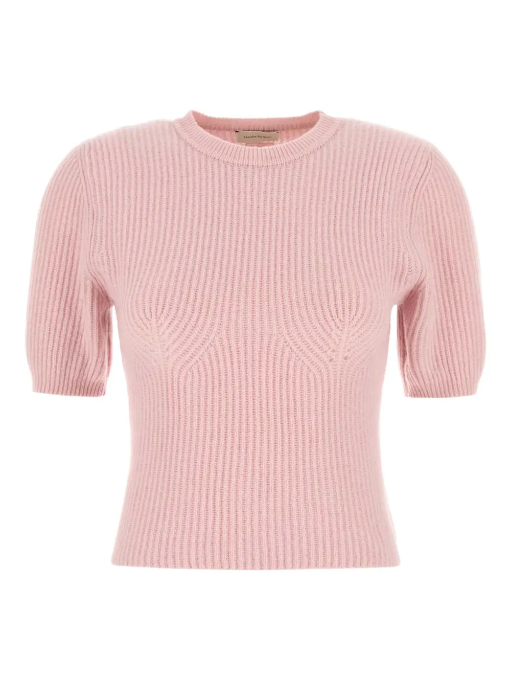Magda Butrym ribbed short-sleeve sweater Roze