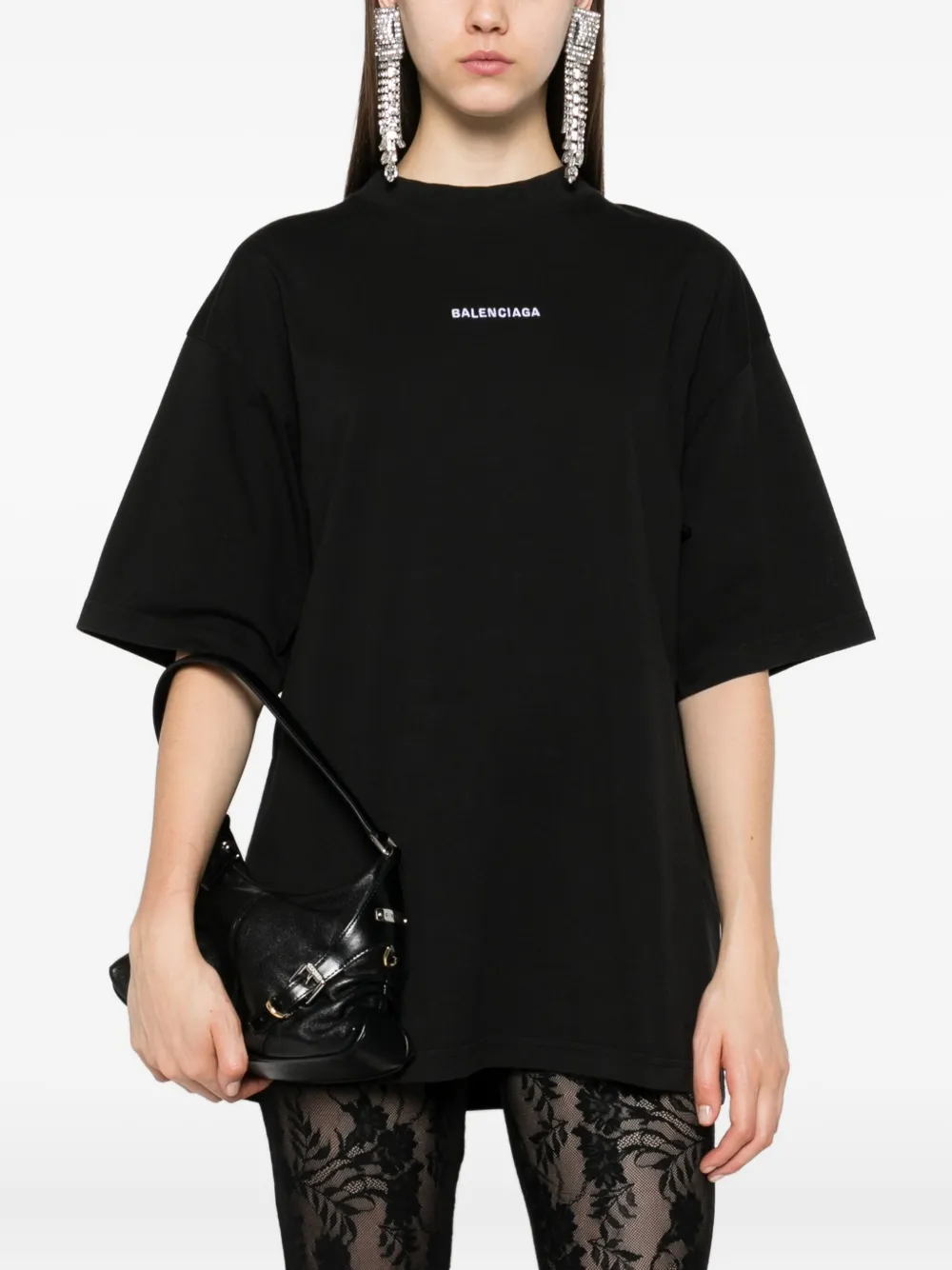 Balenciaga Katoenen T-shirt met logoprint Zwart