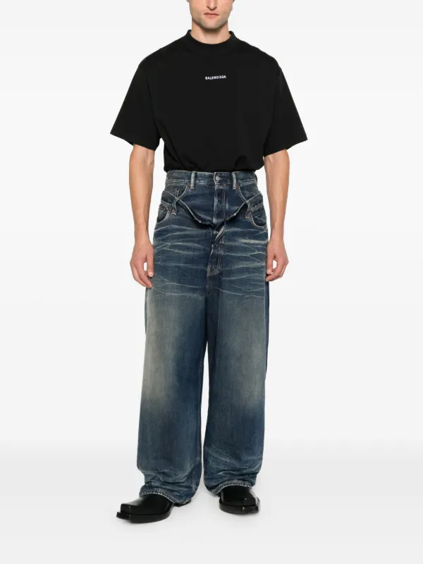【BALENCIAGA】プリントコットンのアイコンTシャツ Balenciaga logo-print Cotton t-shirt | Black | FARFETCH