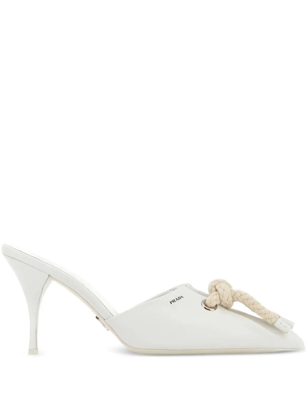 Prada 85 mm muiltjes met geknoopt detail Wit