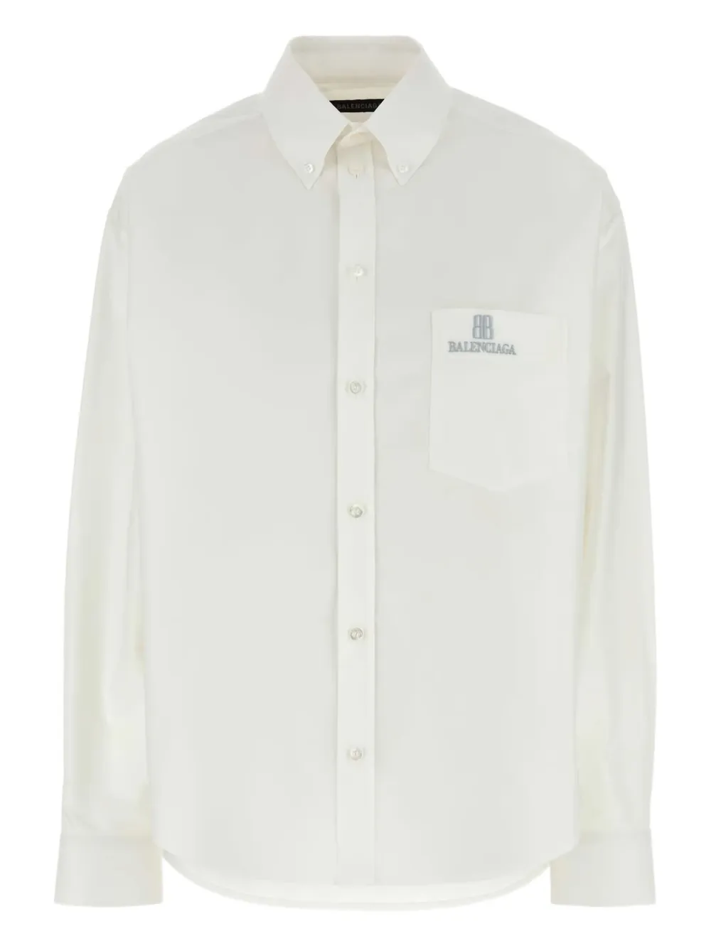 Balenciaga logo-embroidered poplin shirt Wit