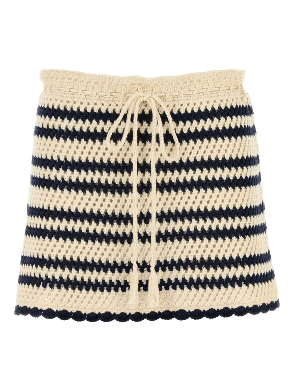 Miu Gehaakte gestreepte mini-rok Beige