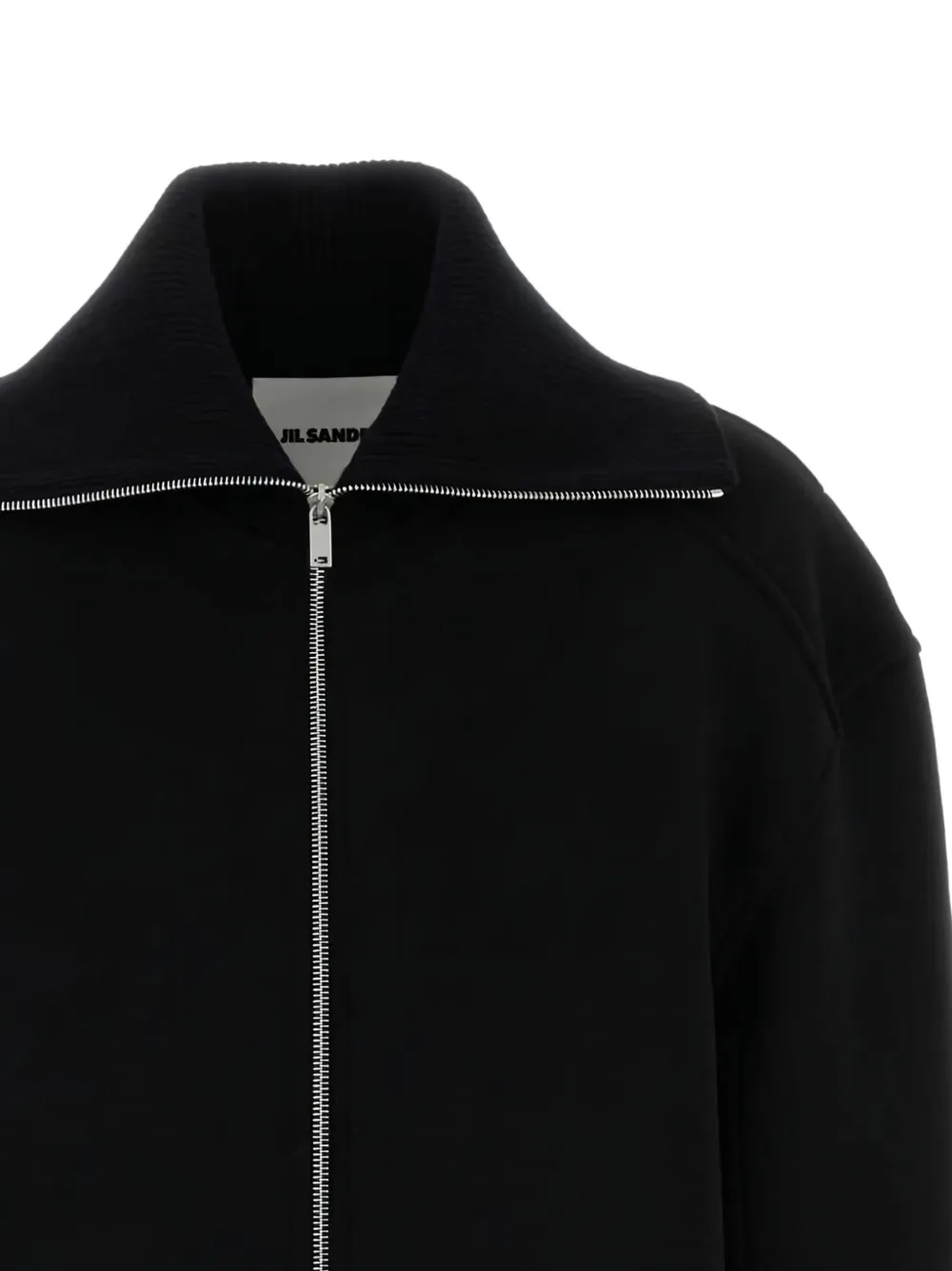 Jil Sander Wool Blend Bomber Jacket With High Collar In Black