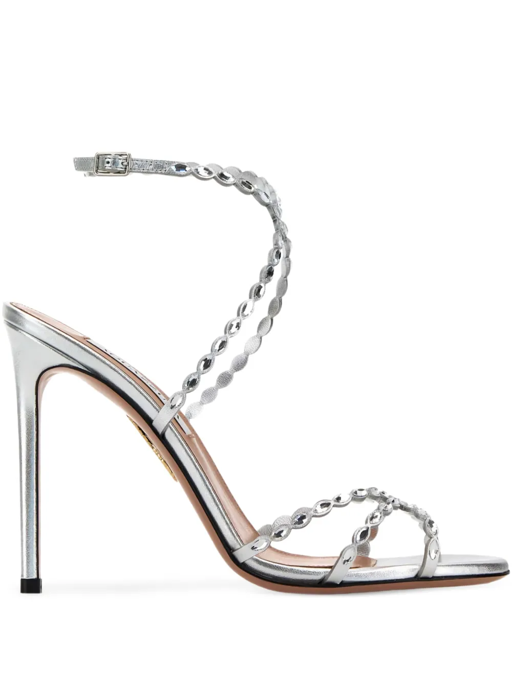 Aquazzura 85mm Love Struck crystal-embellished sandals Silver
