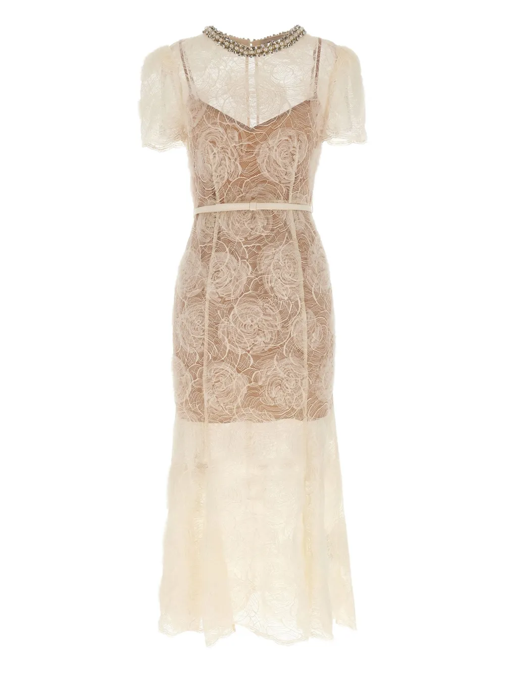 floral-lace midi dress