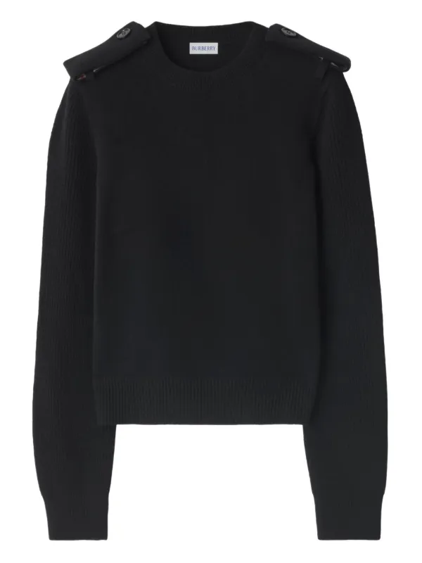 BURBERRY 黒クルーネックセーター Burberry チェック セーター | ブラック | FARFETCH JP