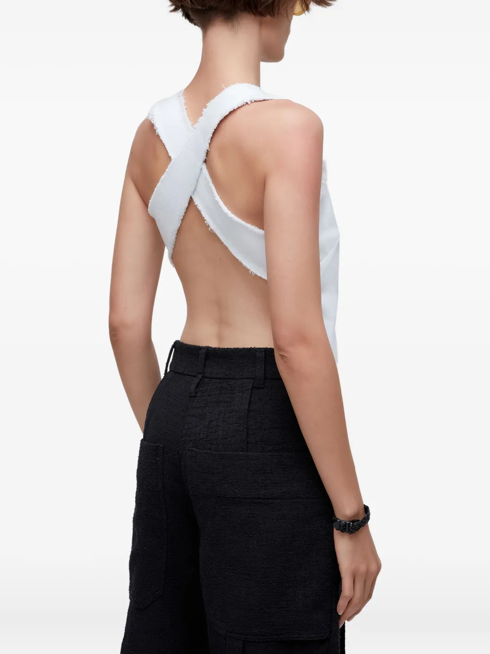 Osklen Tanktop met gekruiste bandjes en franje Wit