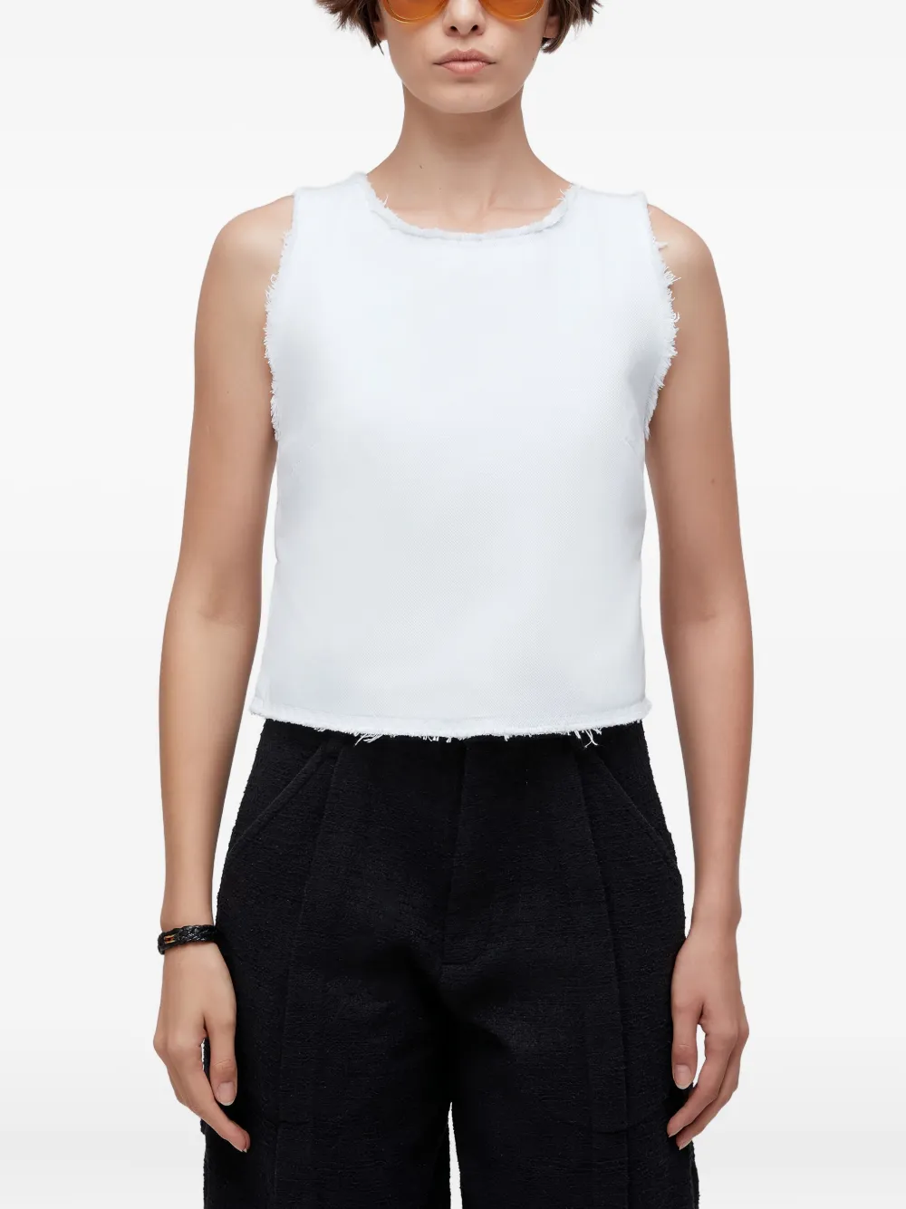 Osklen cross-back frayed tank top | White | Image 1