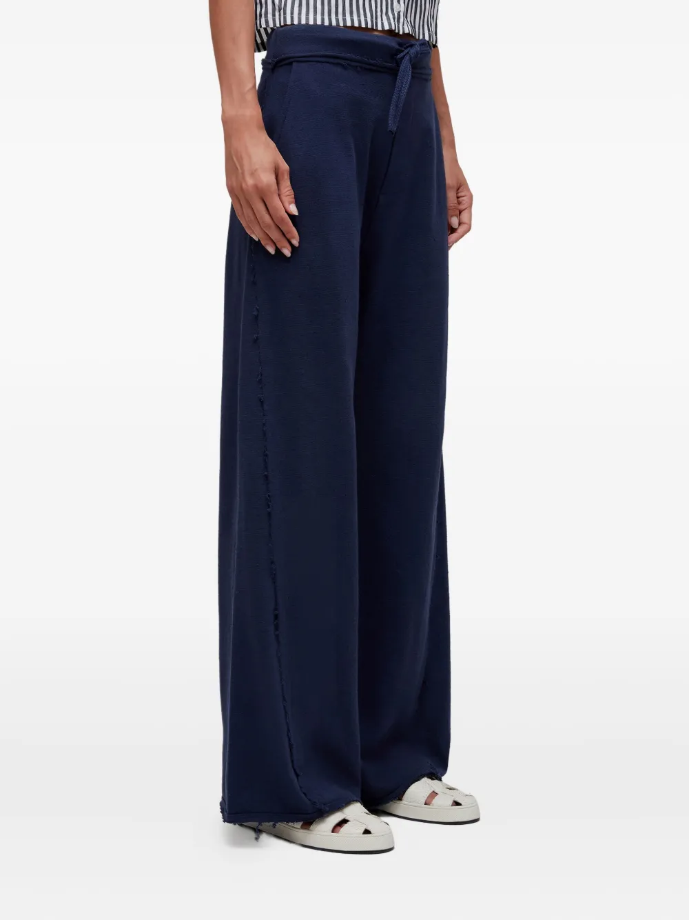 Osklen Frayed-hem Drawstring Trousers In Blue