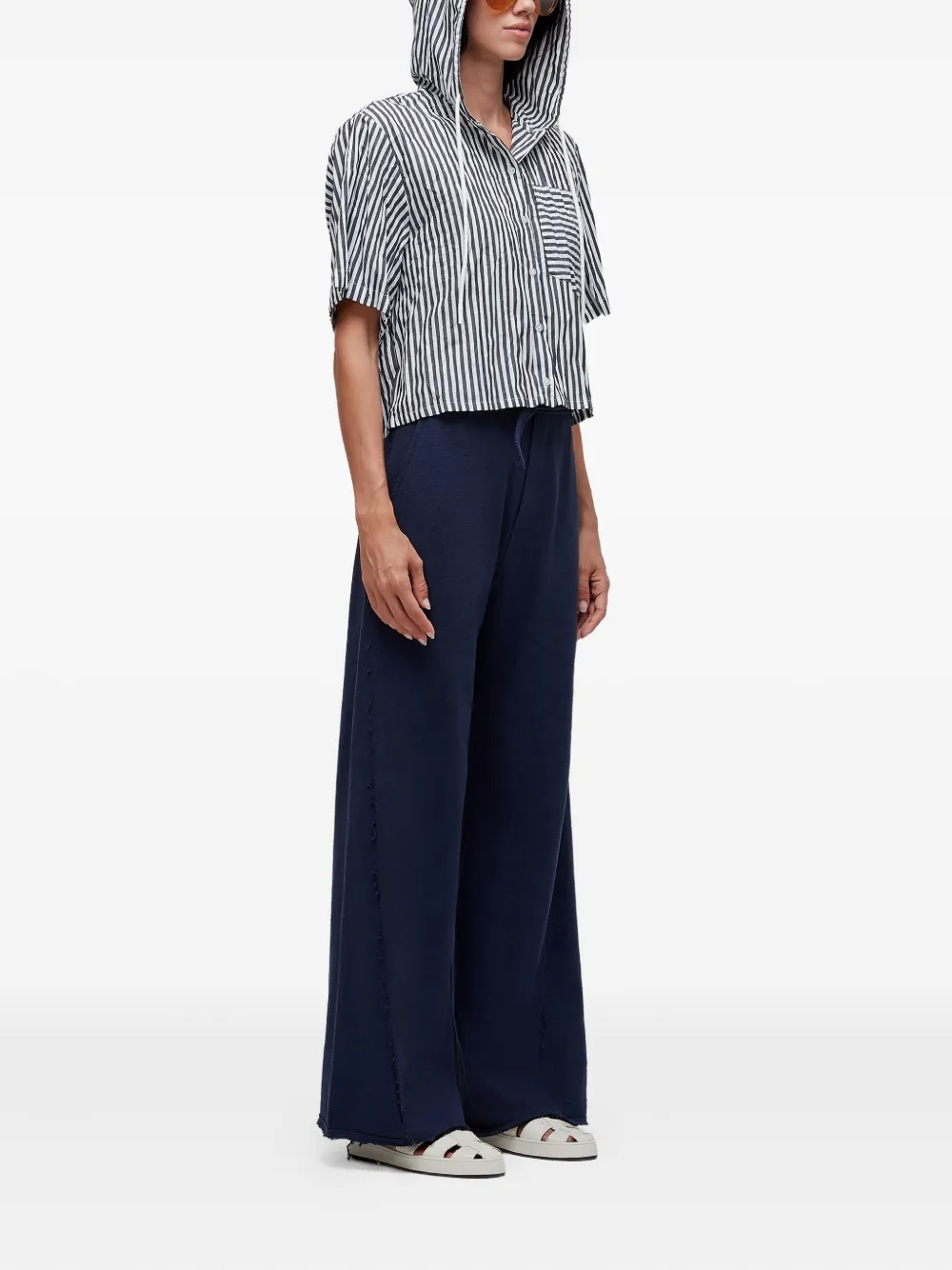 Osklen Frayed-hem Drawstring Trousers In Blue