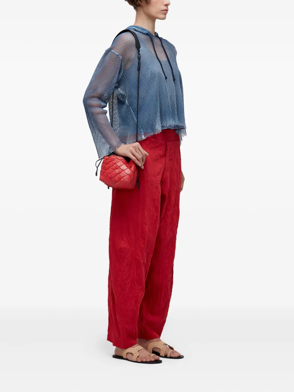 Osklen Hoodie met mesh vlakken - Blauw