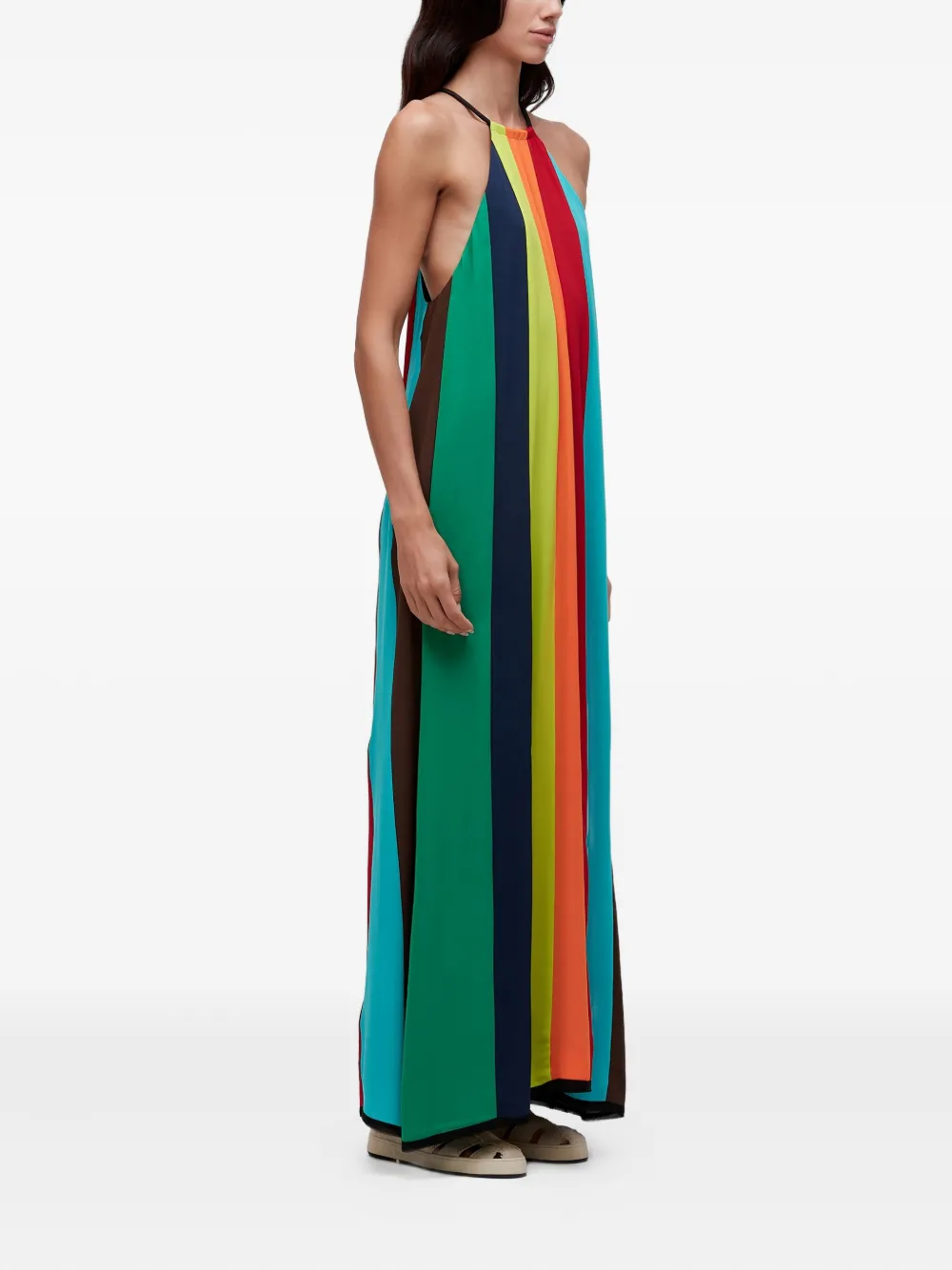  Osklen Rainbow-stripe Halter-neck Maxi Dress - Blue 