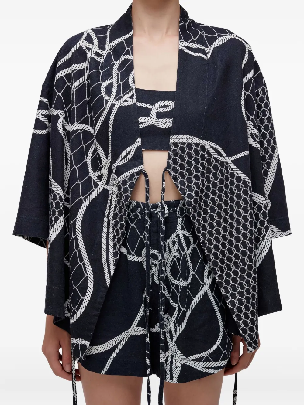 Osklen Geknoopte tuniek met touwprint Blauw