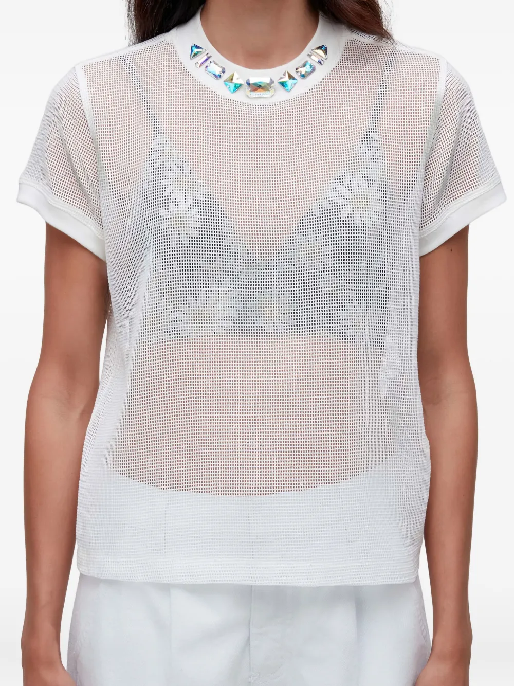 Osklen T-shirt verfraaid met kristallen Wit