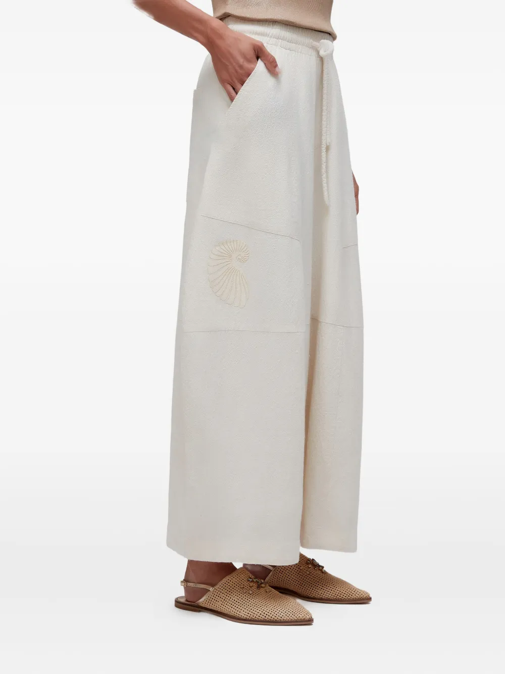 Osklen Bordado Concha broek met trekkoord en geborduurde schelpen Wit