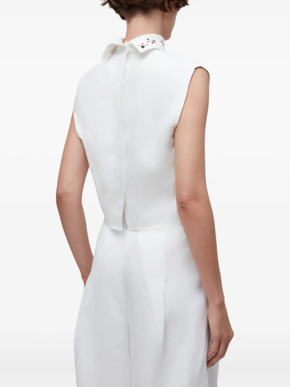 Osklen Embellished-collar Sleeveless Top In White