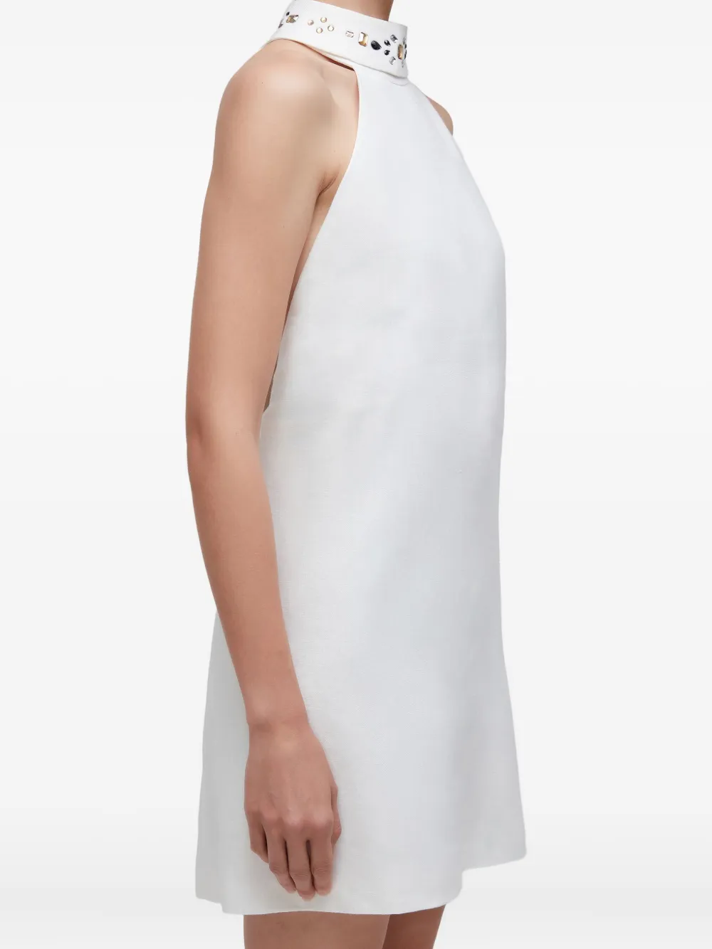 Osklen Crystal-neck Halter Mini Dress In White