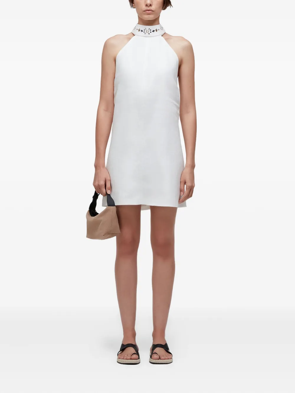 Osklen Mini-jurk met halternek en kristallen - Wit