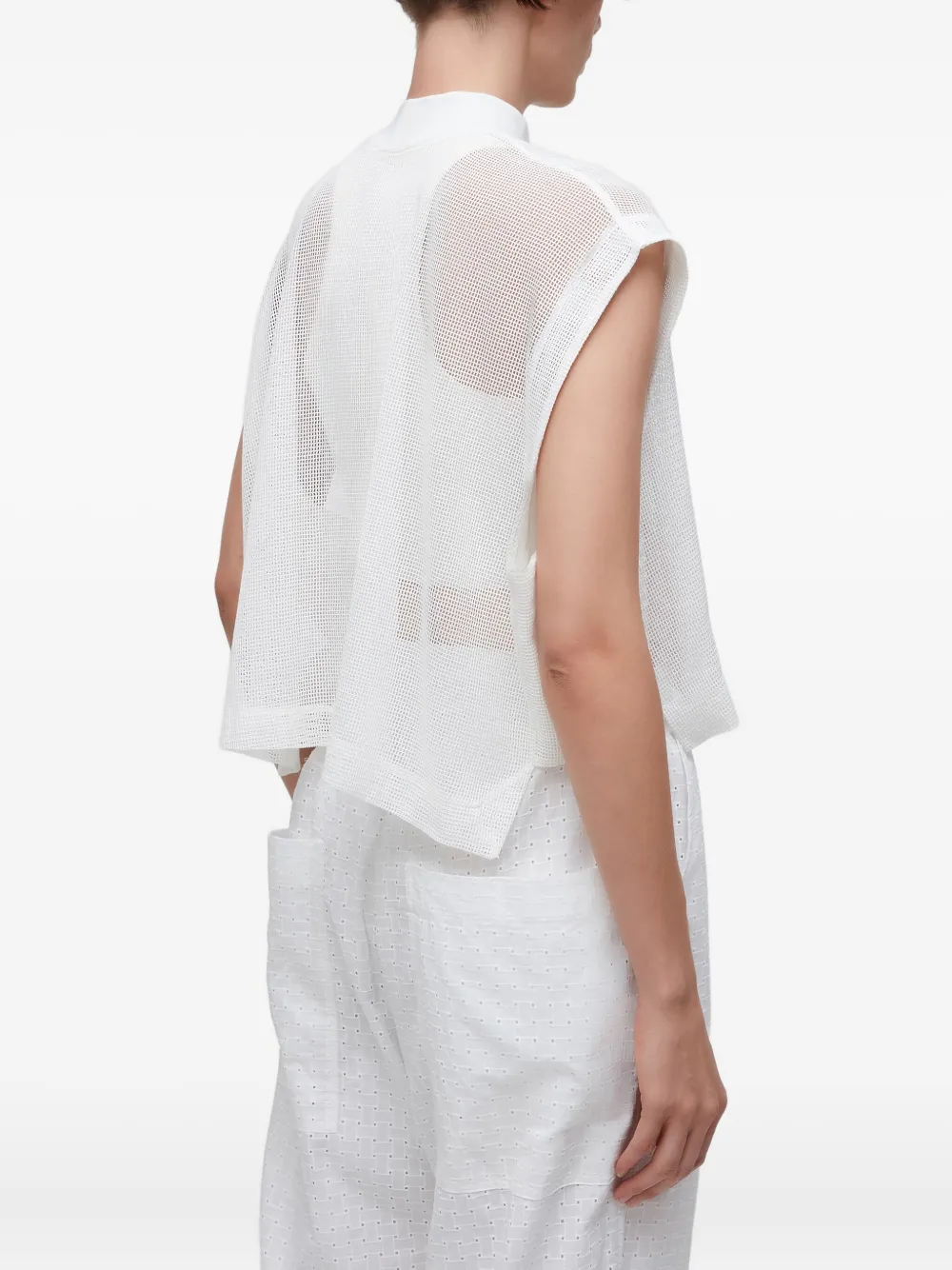 Osklen Embellished Mesh Blouse In White