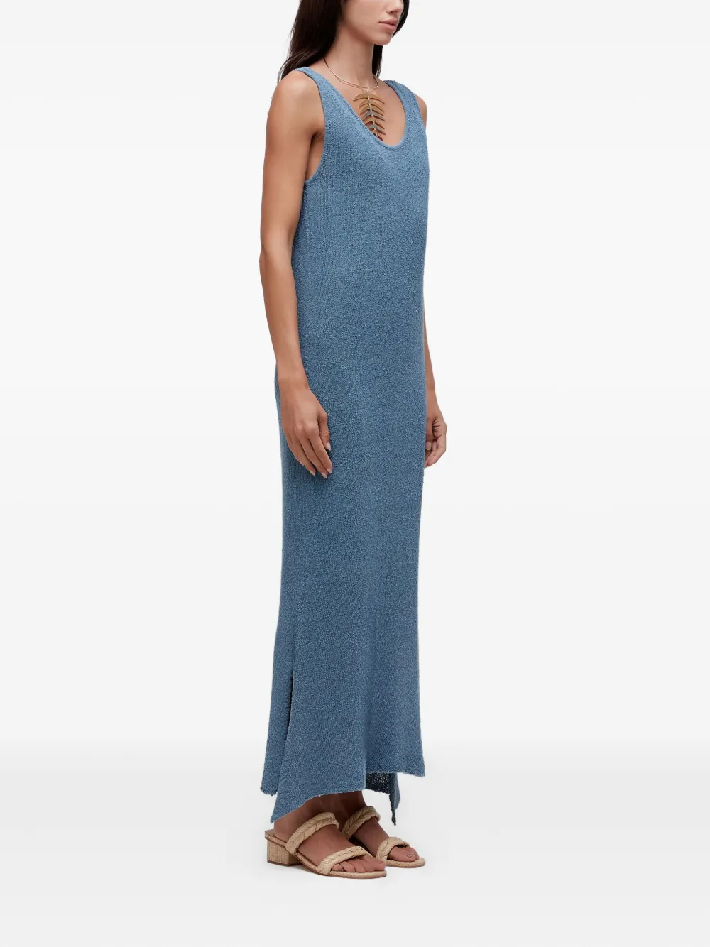  Osklen Knitted Side-split Maxi Dress - Blue 