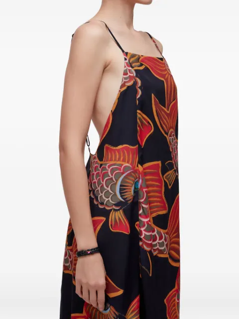 Osklen Baloon Peixe fish-print open-back maxi dress