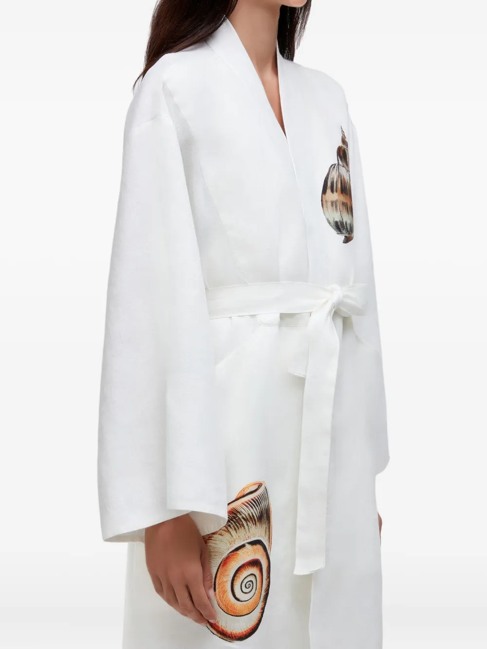 Osklen Concha Gürtel-Kleid mit Muschel-Print - Weiß