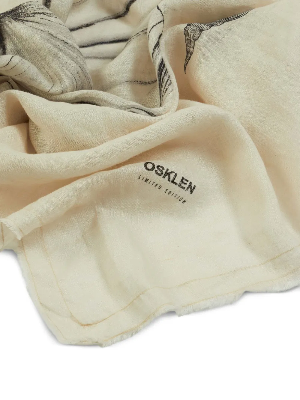 Osklen Concha Duo Shell-print Linen Scarf In Multi