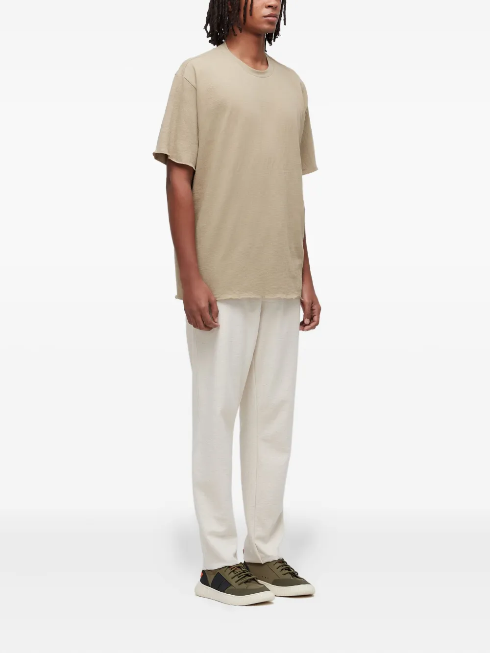 Osklen Gekreukt T-shirt met gerafelde rand - Beige