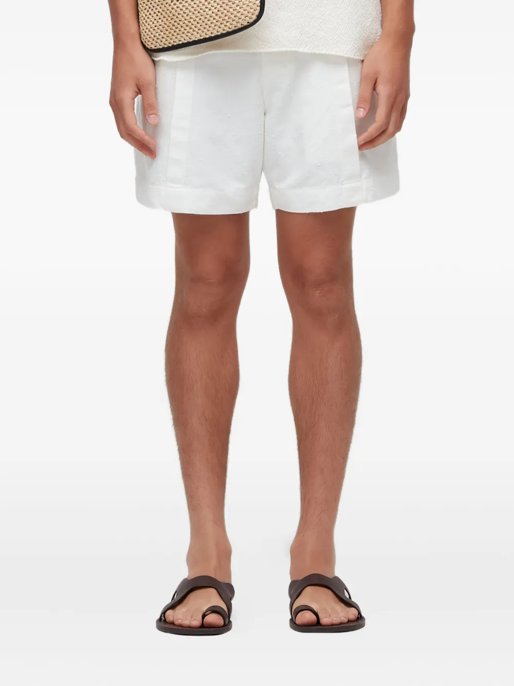 Osklen Flow pleated texture shorts | White | Image 1