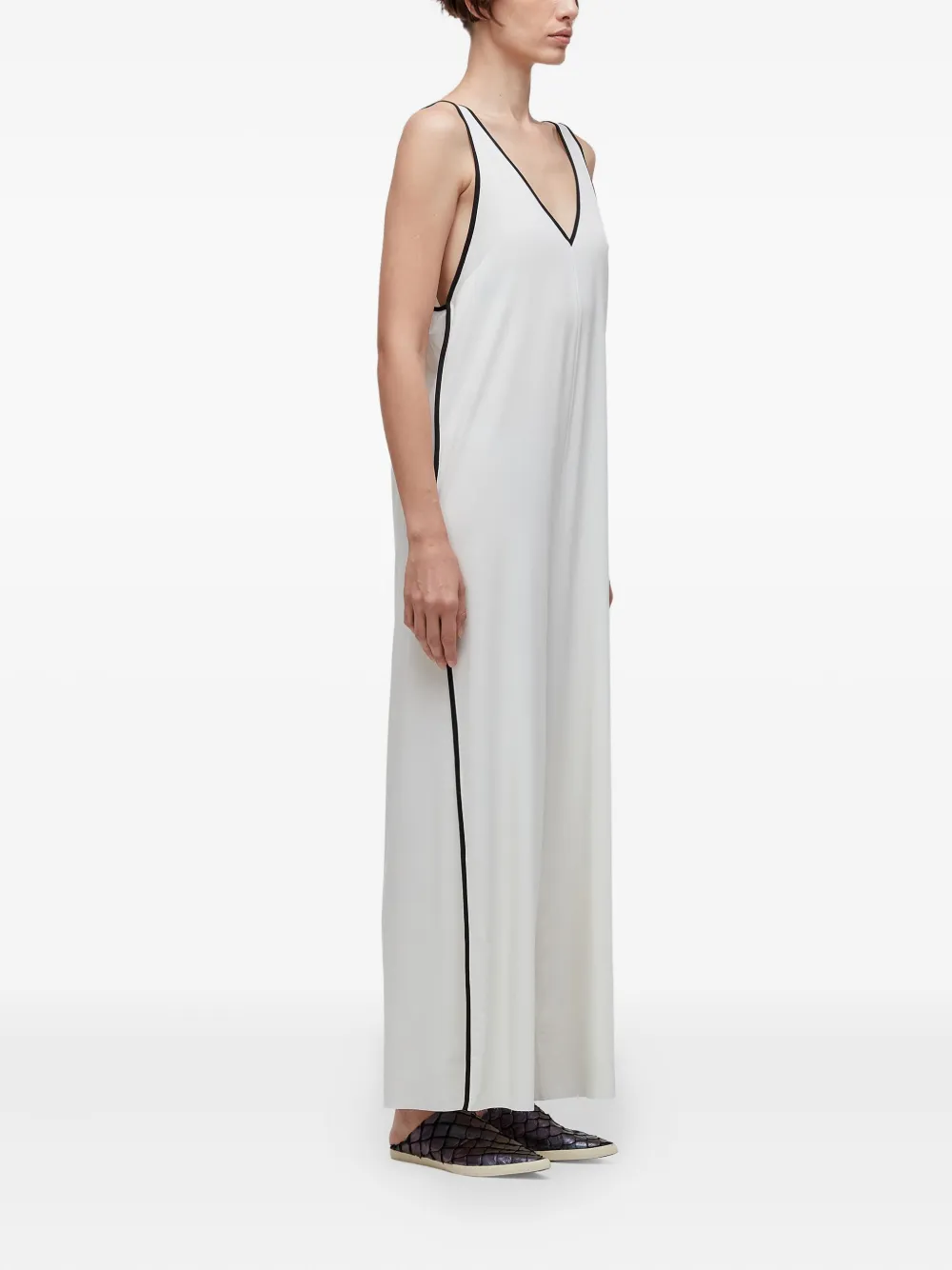 Osklen Jumpsuit met zijstreep en V-hals Wit