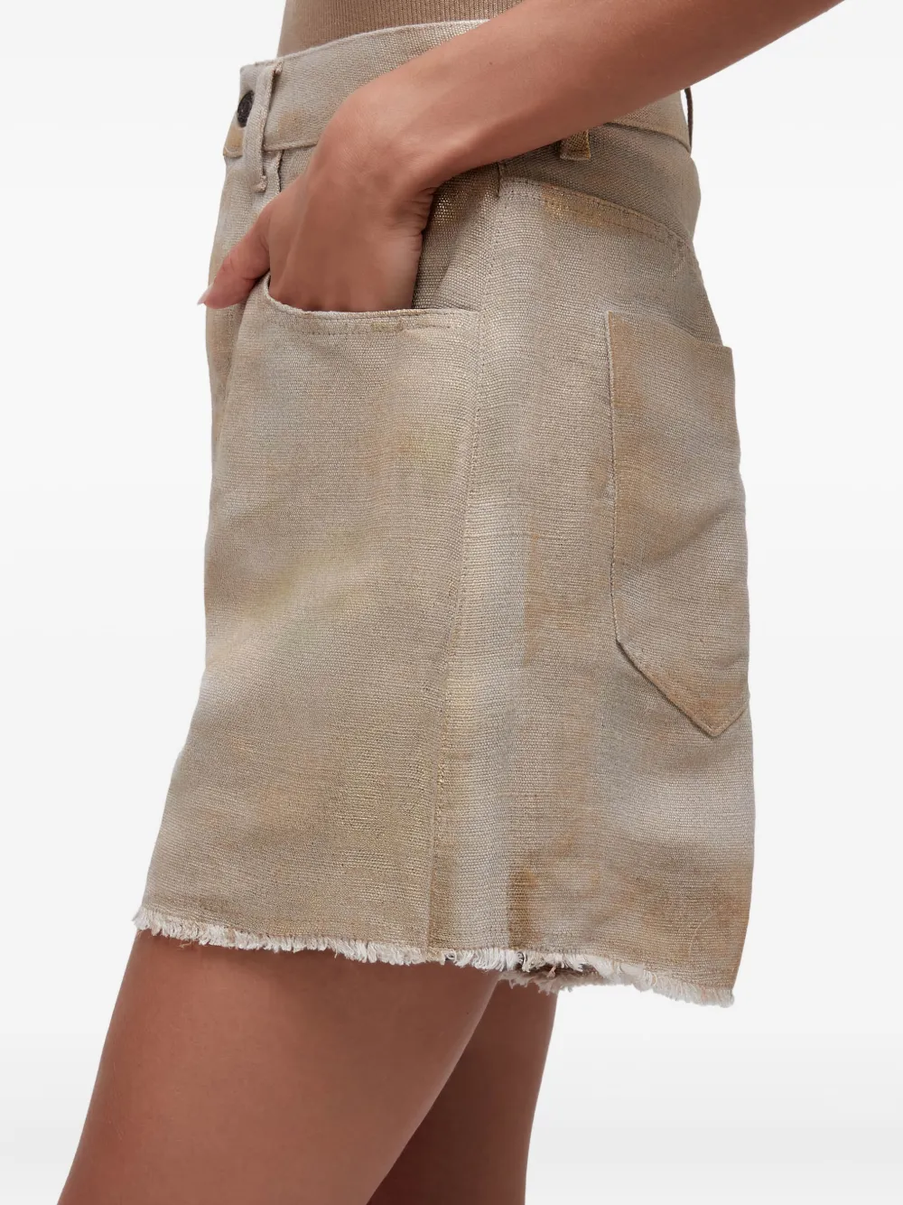 Osklen Frayed Mini Shorts In Neutral