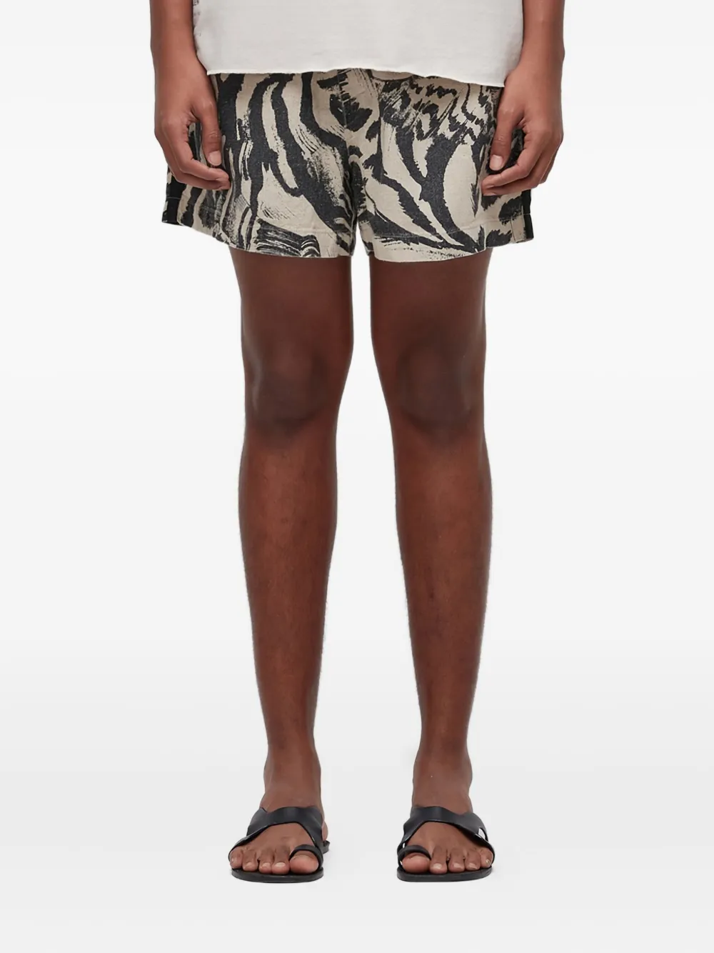 Osklen drawstring tiger-print shorts | Neutrals | Image 1