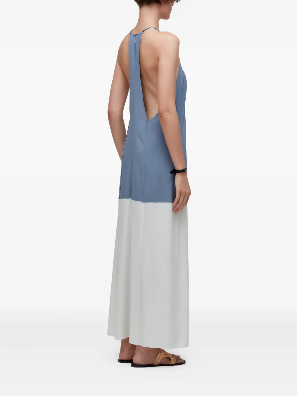 Osklen Halterneck Two-tone Dress In Blue