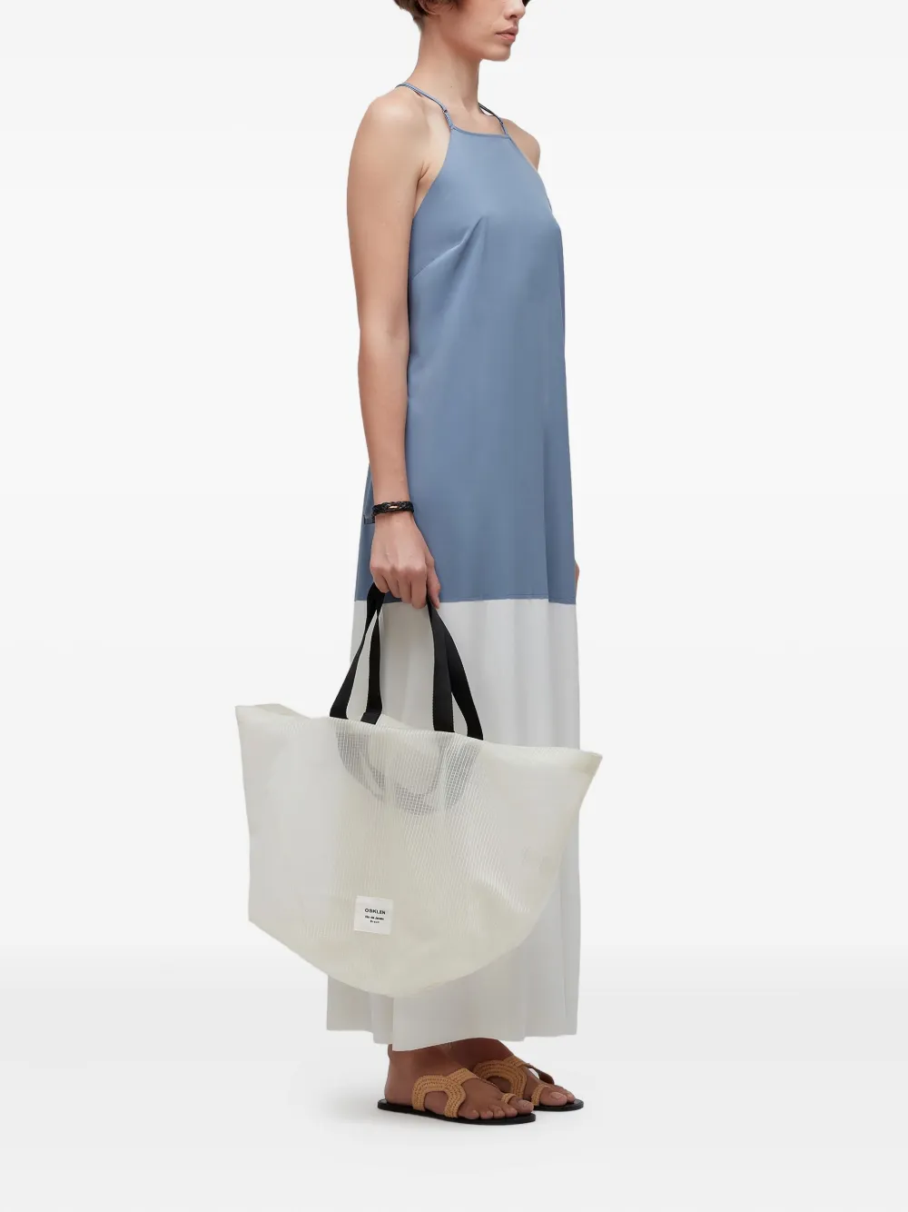 Osklen Halterneck Two-tone Dress In Blue