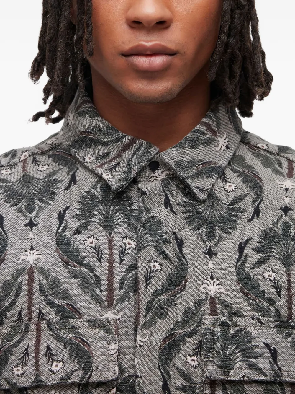 Osklen Jacquard Floral-pattern Shirt Jacket In Gray