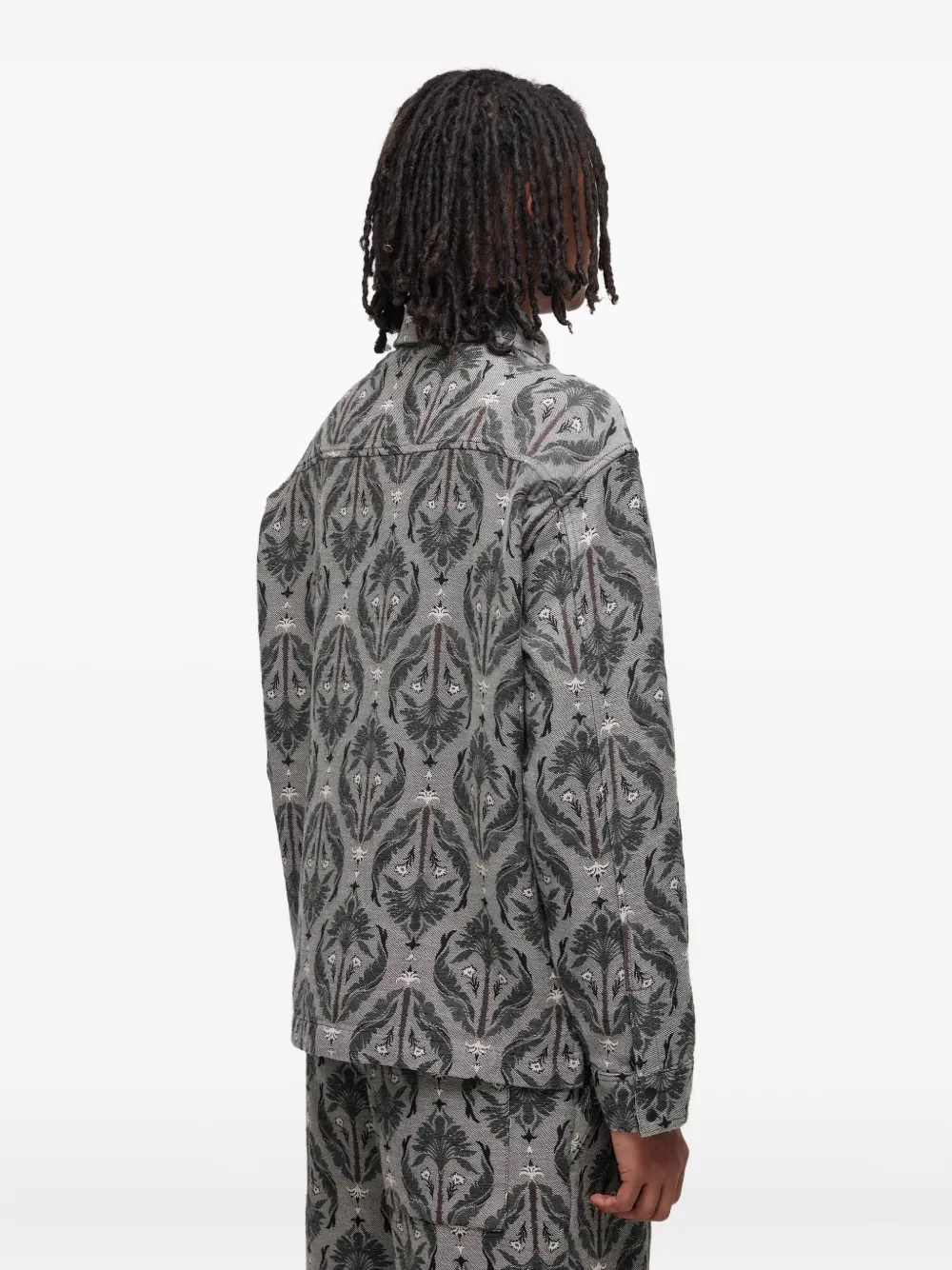 Osklen Jacquard Floral-pattern Shirt Jacket In Gray