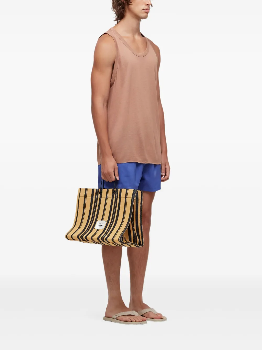 Osklen Tanktop met diepe ronde hals - Beige