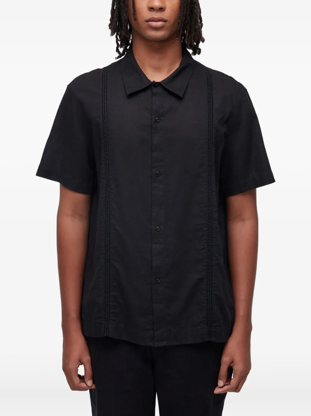 Osklen linen panelled shirt | Black | Image 1