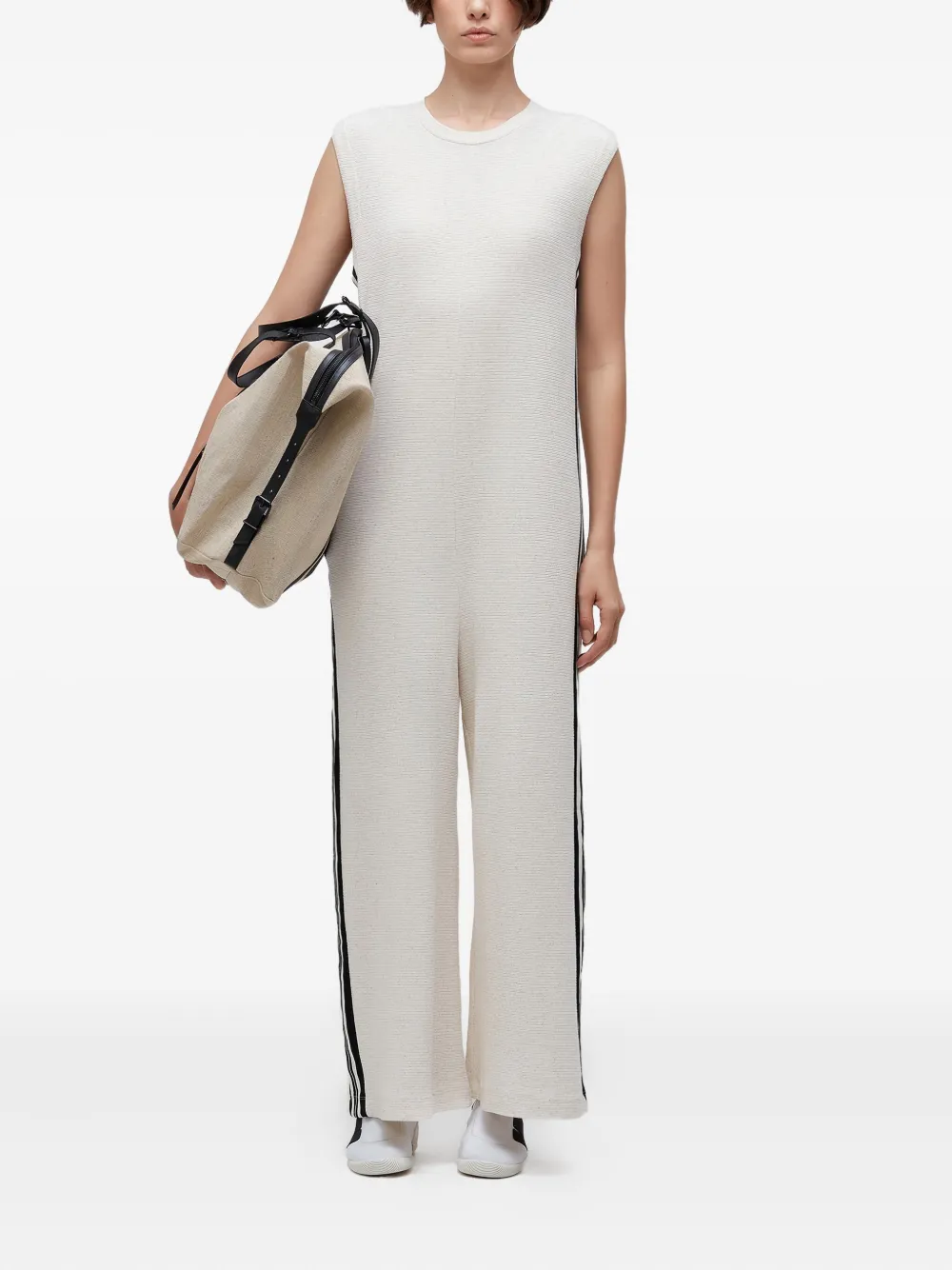 Osklen Gestreifter Jumpsuit - Weiß