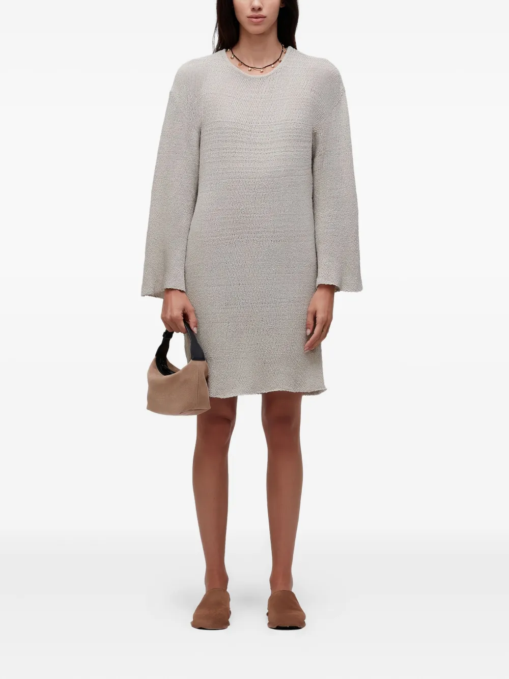 Osklen Bell-sleeve Knit Dress In Gray